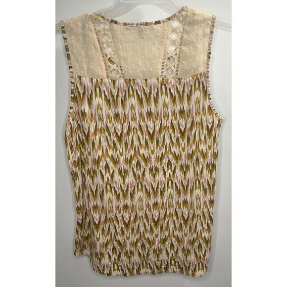 Daniel Rainn Crochet Swiss Dot Printed Knit Tank Top Waicy Oat Size Medium NWT - Picture 2 of 2